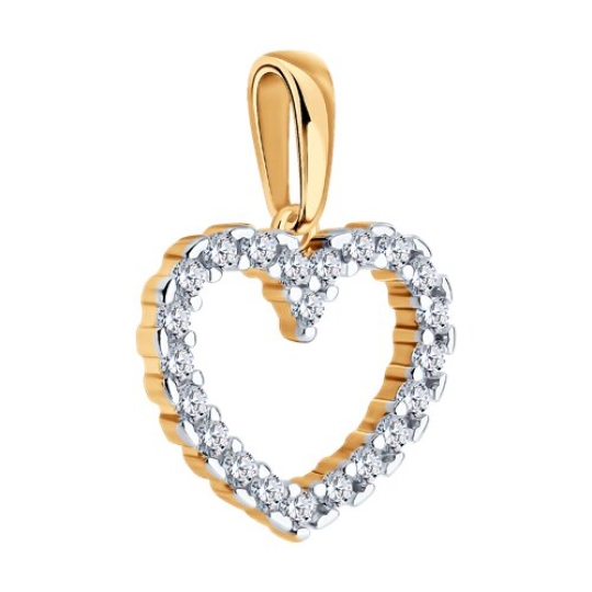 Подвека из серебра с позолотой и фианитами