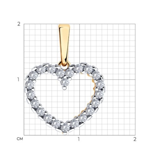 Подвека из серебра с позолотой и фианитами