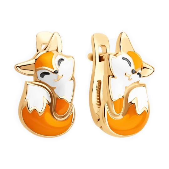 Серьги из серебра с позолотой и эмалью