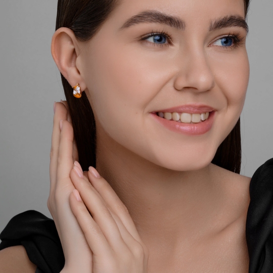 Серьги из серебра с позолотой и эмалью