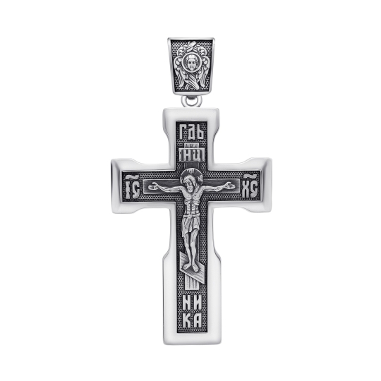 Подвеска-крест из серебра с чернением