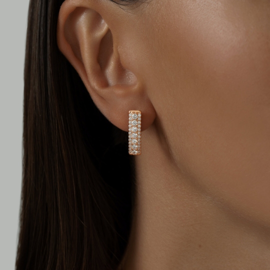 Серьги из серебра с позолотой и фианитами