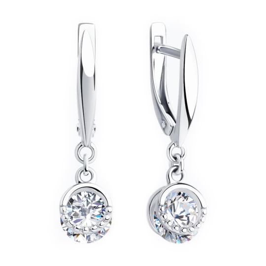 Серьги из серебра с фианитами