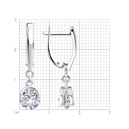 Серьги из серебра с фианитами