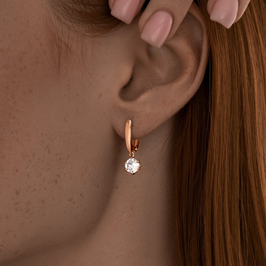 Серьги из серебра с позолотой и фианитами