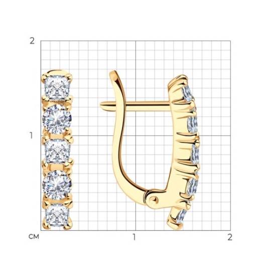 Серьги из серебра с позолотой и фианитами