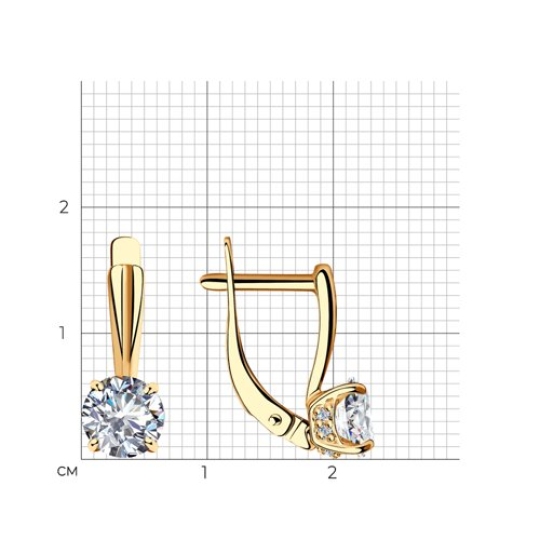 Серьги из серебра с позолотой и фианитами