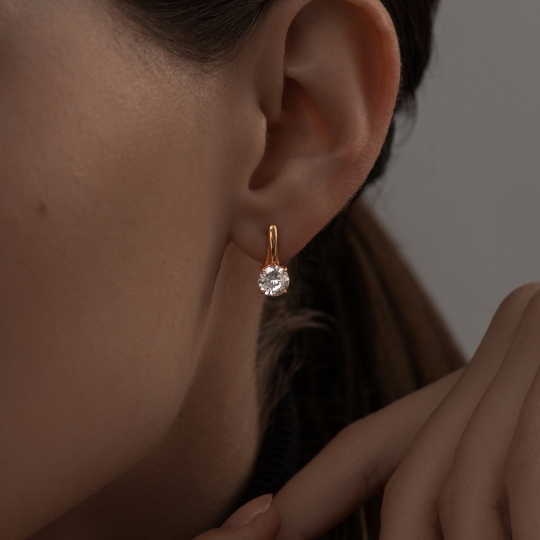 Серьги из серебра с позолотой и фианитами