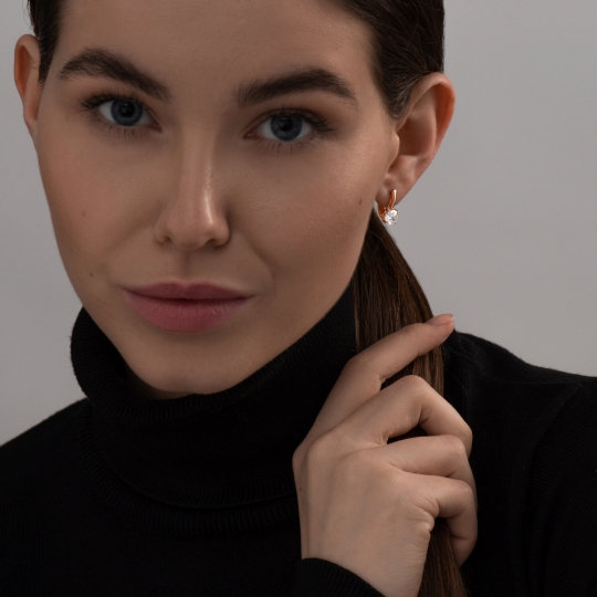 Серьги из серебра с позолотой и фианитами