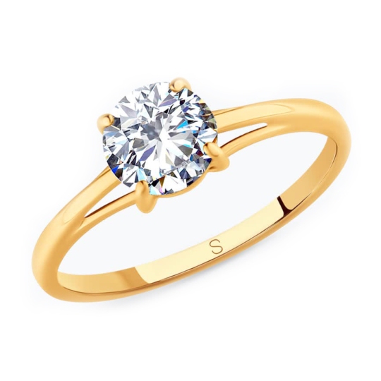 Кольцо из серебра с позолотой и фианитом