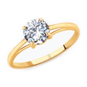 Кольцо из серебра с позолотой и фианитом