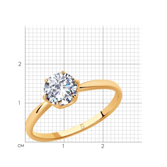 Кольцо из серебра с позолотой и фианитом