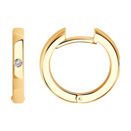 Серьгииз серебра с позолотой и фианитами