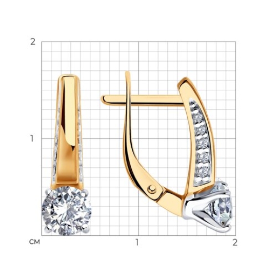 Серьги из серебра с позолотой и фианитами
