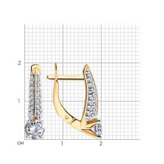 Серьги из серебра с позолотой и фианитами