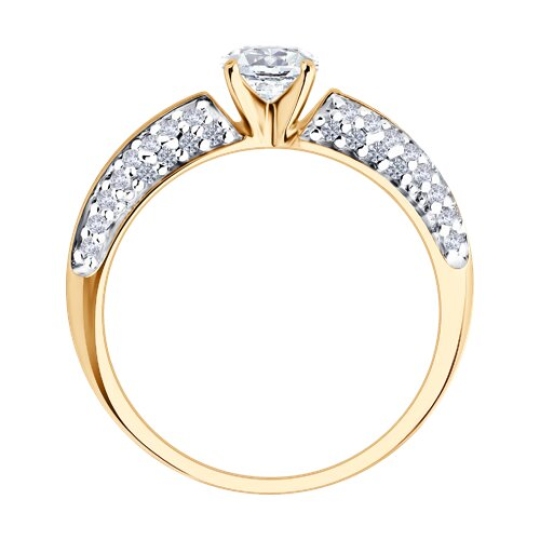 Кольцо из серебра с позолотой и фианитами