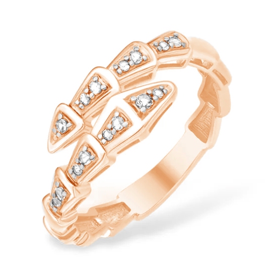 Кольцо из серебра с позолотой и фианитами