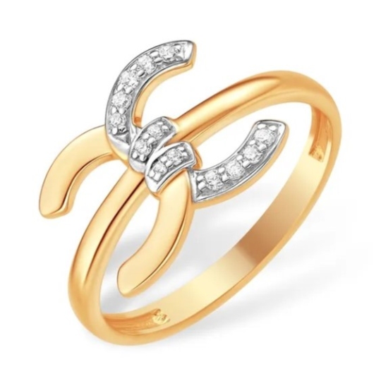 Кольцо из серебра с позолотой и фианитами