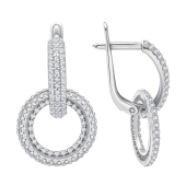 Серьги-трансформеры из серебра с фианитами