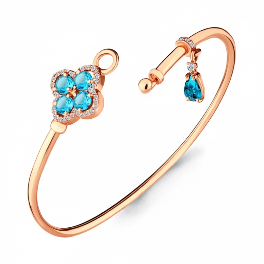 Браслет из серебра с позолотой,топазами Swiss и фианитами