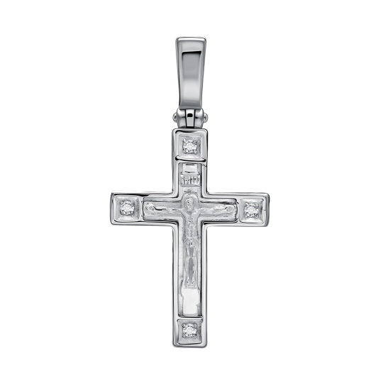 Подвеска-крест из белого золота с бриллиантами