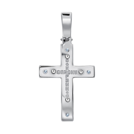 Подвеска-крест из белого золота с бриллиантами