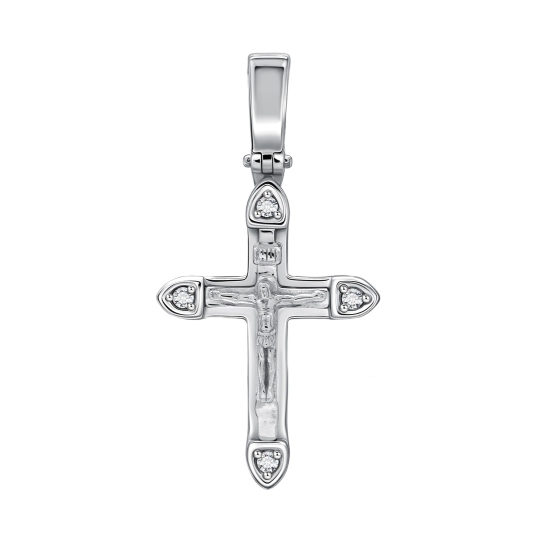 Подвеска-крест из белого золота с бриллиантами