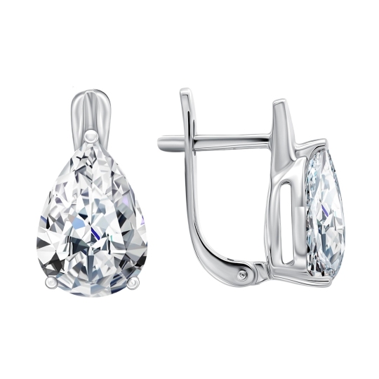 Серьги из белого золота с выращенными бриллиантами
