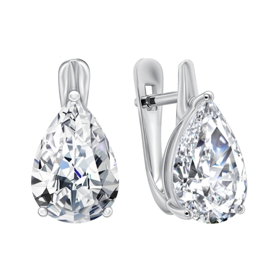 Серьги из белого золота с выращенными бриллиантами