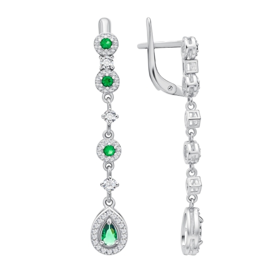 Серьги из серебра с фианитами