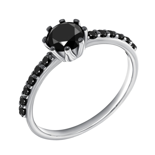 Кольцо из серебра с кварцем и фианитами