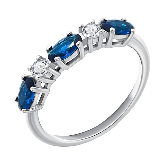 Кольцо из серебра с кварцами и фианитами