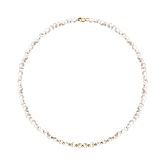 Колье-чокер из жемчуга с золотыми вставками