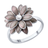 Кольцо из серебра с жемчугом и эмалью