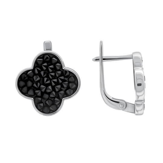 Серьги из серебра с кристальной тканью