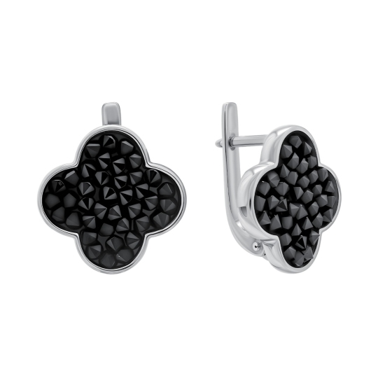 Серьги из серебра с кристальной тканью