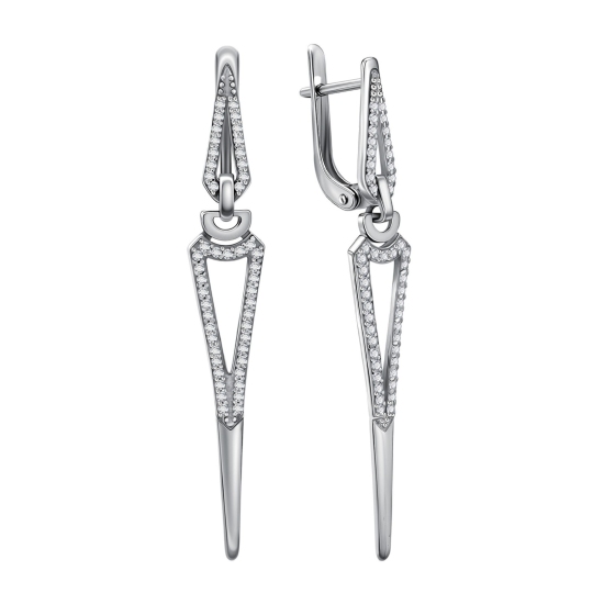 Серьги из серебра с фианитами