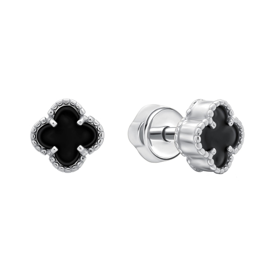 Серьги из серебра с ониксом