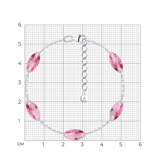 Браслет из серебра с ювелирными кристаллами