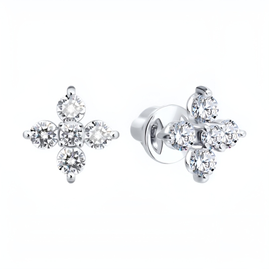 Серьги из белого золота с фианитами