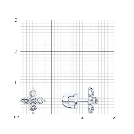 Серьги из белого золота с фианитами