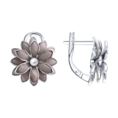 Серьги из серебра с жемчугом и эмалью