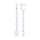 Серьги из серебра с ювелирными кристаллами