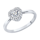 Кольцо из серебра с выращенными бриллиантами