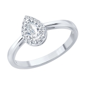 Кольцо из серебра с выращенными бриллиантами