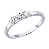 Кольцо из серебра с выращенными бриллиантами