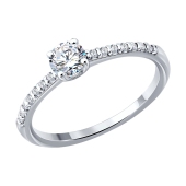 Кольцо из серебра с выращенными бриллиантами