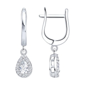 Серьги из серебра с выращенными бриллиантами