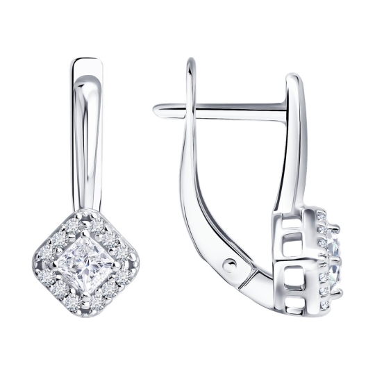 Серьги из серебра с выращенными бриллиантами
