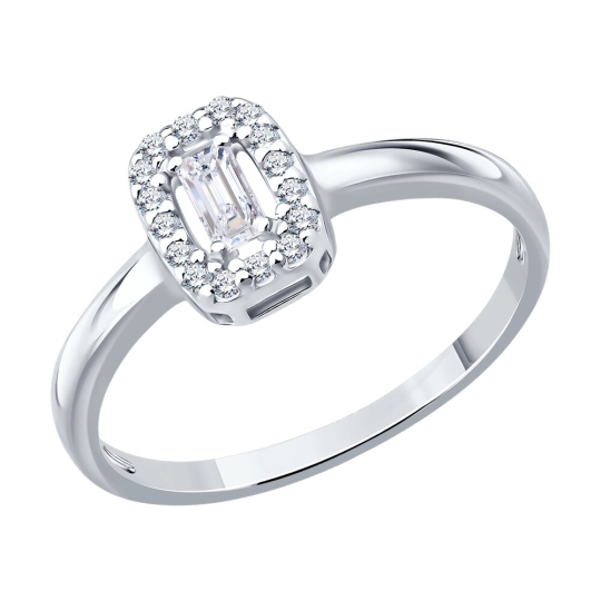 Кольцо из серебра с выращенными бриллиантами